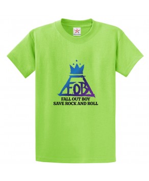 FOB Fall Out Boy Save Rock and Roll With Crown Classic Unisex Kids and Adults T-Shirt For Music Fans